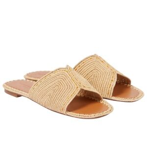 Clergerie Ineni Raffia Slide Sandals Size 5 NIB $295 Retail Resortwear Coastal